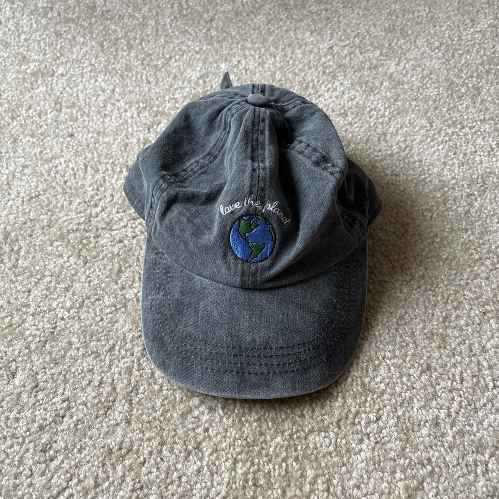 Gray Embroidered love the Earth Cap
